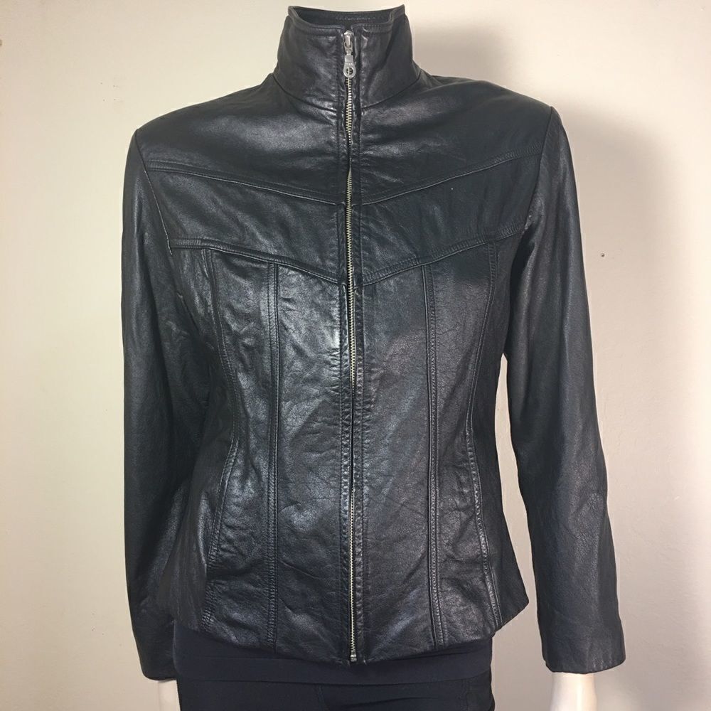 Vintage Wilsons Leather Maxima Black Genuine Leather Jacket Y2K Women's